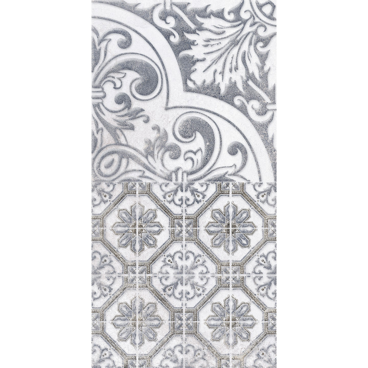 1641-0095 | Настенная плитка декор3 Кампанилья 1641-0095 20x40 серый Lasselsberger Ceramics