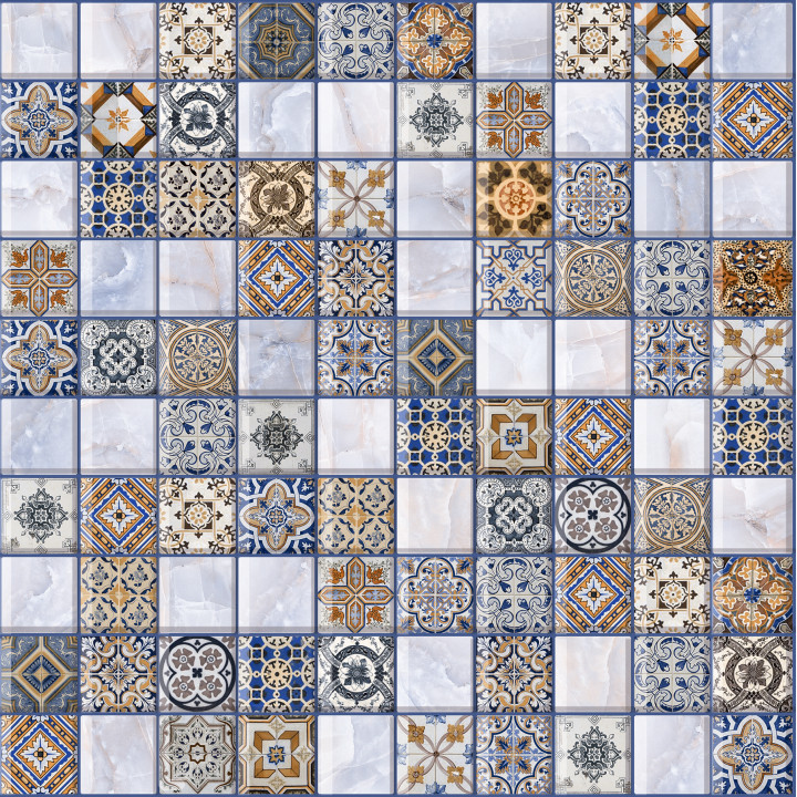 5032-0200 | Настенная плитка арт-мозайка Орнелла 5032-0200 30х30 универсальная синяя Lasselsberger Ceramics